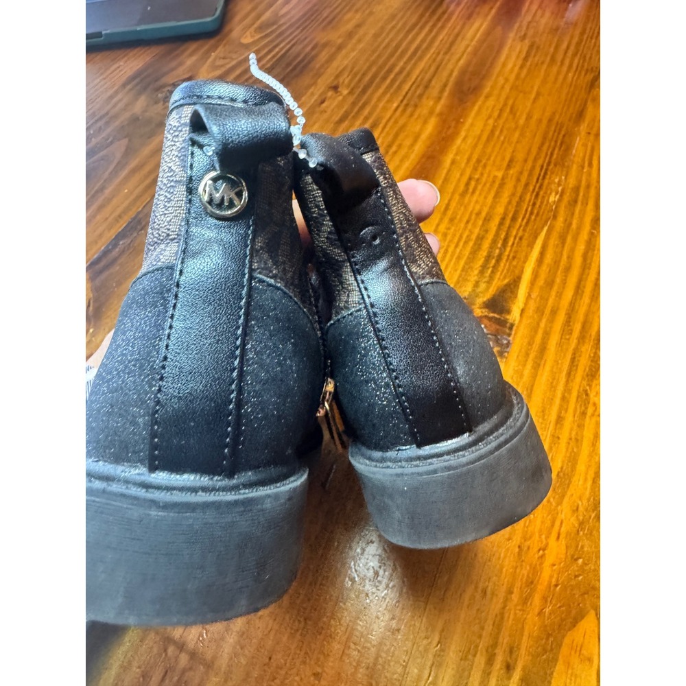 Michael Kors Haskell Toddler Girls Black MK Logo Combat Boots Size 7 Gold Studs - Picture 4 of 7